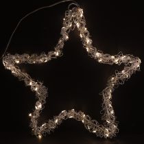 položky LED hvězda k zavěšení stříbrná kovová 70 LED teplá bílá Ø25cm