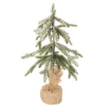 položky Umělá rostlina se sněhem, LED vánoční stromeček v jutovém pytli, na baterie, pro vnitřní použití, 50 cm