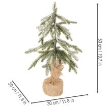 položky Umělá rostlina se sněhem, LED vánoční stromeček v jutovém pytli, na baterie, pro vnitřní použití, 50 cm