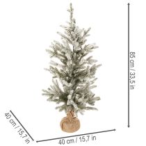 položky Umělý vánoční stromeček se sněhem v jutovém sáčku, 40 LED diod, pro vnitřní použití, 85 cm
