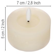 položky LED čajová svíčka, teplá bílá, blikající efekt a časovač, pravý vosk, na baterie, 7 cm, 2 kusy