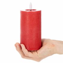 položky LED svíčka v červené barvě s časovačem a teplým bílým světlem, vyrobená z pravého vosku, 15 cm