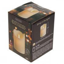 položky LED svíčka voskový sloup svíčka teplá bílá Ø7,5cm H10cm