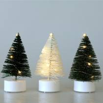 LED vánoční stromek zelená / bílá 10cm 3ks