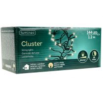 položky LED řetězová světla, 144 kusů, černá, teplá bílá, pro venkovní použití, 1,2 m