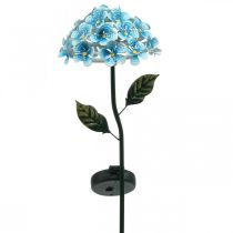 LED chryzantéma, svítící dekorace na zahradu, kovová dekorace modrá L55cm Ø15cm
