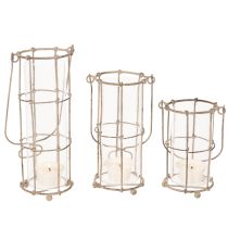 položky Zahradní lucerna, kovová větrná lampa Ø8,5 cm V23/18,5/14,5 cm, sada 3 kusů