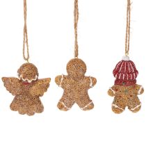 položky Dekorativní závěsné ozdoby, umělé perníkové figurky, 7 cm, 3 kusy