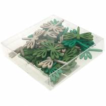 položky Vážky na rozptyl, letní dekorace ze dřeva, dekorace na stůl zelená 48 ks