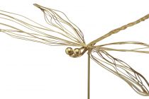 položky Vážka kovová ozdobná květinová zátka letní zlatá W28cm 2ks
