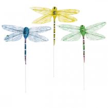 položky Letní dekorace, vážky na drátě, dekorativní hmyz žlutá, zelená, modrá š10,5cm 6ks