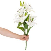 položky Umělé lilie, 6 bílých květů, realisticky kvetoucí větev, 66 cm
