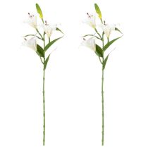 položky Umělý květ lilie, realistická replika, odolná dekorace do obytných prostor, 66 cm, 2 kusy