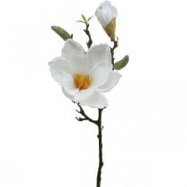 Magnolia bílá umělá květina s poupaty na dekorační větvi V40cm