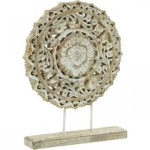Mandala na místo, květinová dřevěná dekorace, dekorace na stůl, letní dekorace shabby chic příroda V39,5cm Ø30cm