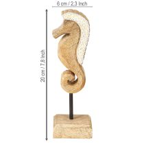 položky Dekorace z mangového dřeva mořský koník s perlami stolní dekorace námořní 20cm