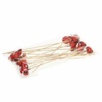 položky Ozdobná zátka beruška na tyči dřevo červená, černá 4cm x 2,5cm V23,5cm 16 ks