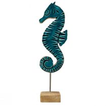 položky Námořní dekorace mořský koník na stojanu mangové dřevo tyrkysová 19,5cm