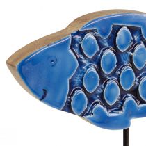 položky Námořní dekorační dřevěná ryba na stojánku modrá 25cm × 24,5cm