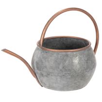 položky Kovová dekorativní konev na zalévání, vintage venkovský styl, zahradní dekorace, k sázení, stříbrná měď, D41cm Ø26cm V30cm