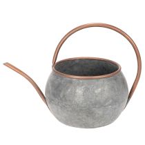 položky Kovová dekorativní konev na zalévání, vintage venkovský styl, zahradní dekorace, k sázení, stříbrná měď, D41cm Ø26cm V30cm