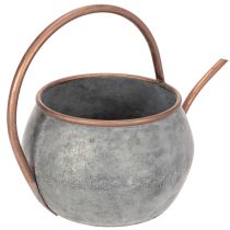 položky Kovová dekorativní konev na zalévání, vintage venkovský styl, zahradní dekorace, k sázení, stříbrná měď, D41cm Ø26cm V30cm