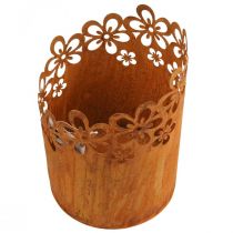 Kovová dekorativní rezavá lucerna kovový květináč Ø12cm V17cm