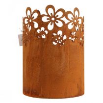 položky Kovová dekorativní rezavá lucerna kovový květináč Ø12cm V17cm