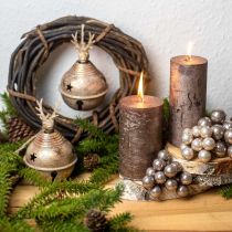 položky Kovové zvonky s ozdobou sobů, adventní dekorace, vánoční zvoneček s hvězdičkami, zlaté zvonečky starožitný vzhled Ø9cm V14cm 2 kusy
