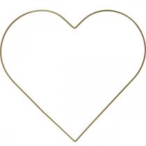 Kovový prsten ve tvaru srdce, závěsná dekorace kov, deko smyčka zlatá W32,5cm 3ks