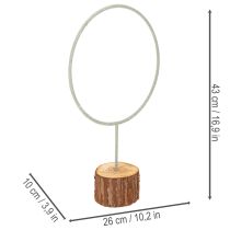 položky Dekorativní kovový kroužek na dřevěném stojanu pro dekoraci stolu, 43 cm