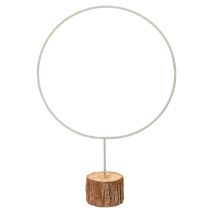 položky Dekorativní kulatý prsten na dřevěném podstavci, kovový, na sušené květiny, 52 cm