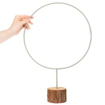 položky Dekorativní kulatý prsten na dřevěném podstavci, kovový, na sušené květiny, 52 cm