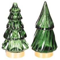 položky Skleněný vánoční stromeček s LED světly, stolní dekorace, Vánoce, 13 cm, 2 kusy