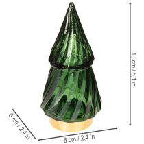 položky Skleněný vánoční stromeček s LED světly, stolní dekorace, Vánoce, 13 cm, 2 kusy