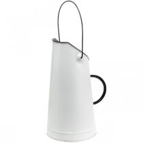 Deko kovový džbán, konvička na mléko bílá, černá H30cm