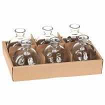 položky Mini skleněné vázy Bulbous Blue Tónované Ø7,5cm H9cm 6 ks