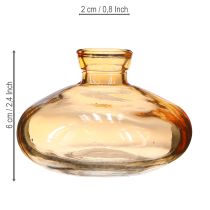 položky Mini skleněné vázy baňaté ploché oranžové Ø9cm 6 ks