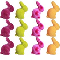 položky Mini zajíčci Barevní velikonoční zajíčci flocked Assorted – 2. volba – H6cm 12 ks