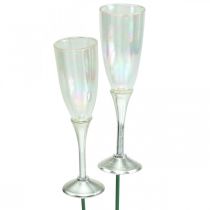 Mini sklenička na šampaňské Silvestrovská dekorace k nalepení 7,5cm 24ks