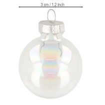položky Mini vánoční skleněné kuličky, duhové, čiré, 3 cm, 22 kusů