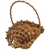 položky Mini košík s rukojetí proutěný košík s rukojetí hnědý 15×11cm 3 ks