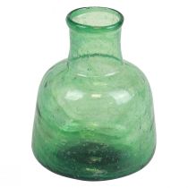 Mini skleněná váza váza na květiny zelená Ø8,5cm H11cm