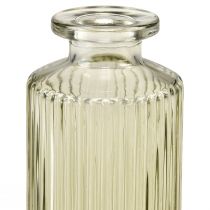 položky Mini vázičky skleněné s drážkami retro váza na květiny zelená Ø5cm 4ks