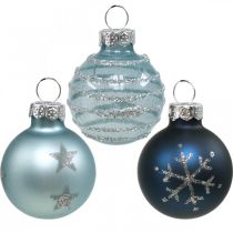 Mini vánoční koule modré pravé sklo Ø3cm 9ks