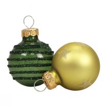 Mini vánoční koule skleněné zelené zlaté skleněné koule Ø3cm 9ks