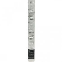 položky Mini vánoční koule bílé, stříbrné pravé sklo Ø3cm 9 ks