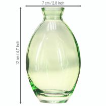 položky Mini skleněné vázy, baňaté skleněné vázy, zeleně tónované, V12cm, 6 ks