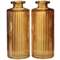 položky Mini vázy ze skla oranžové s drážkovanou dekorací V13cm 6 ks