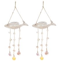 položky Mobilní námořní dřevěné rybí mušle Natural White L20cm 2ks